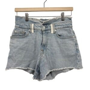 7 For All Mankind Denim Cutoff Shorts Light Wash High Rise Size 27